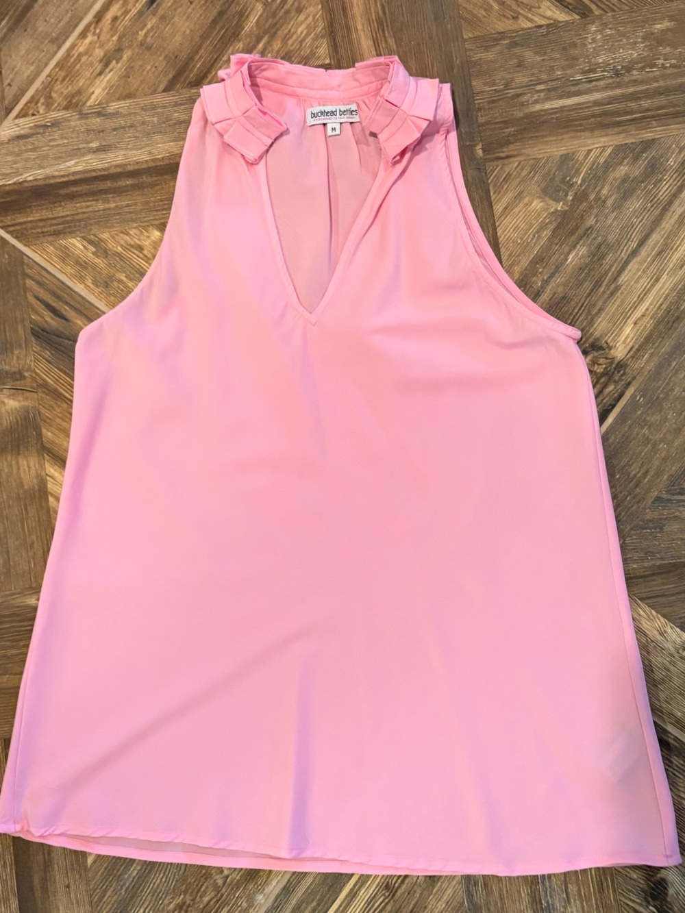BB Dakota Pink Ruffle Neck V-Neck Sleeveless Camisole